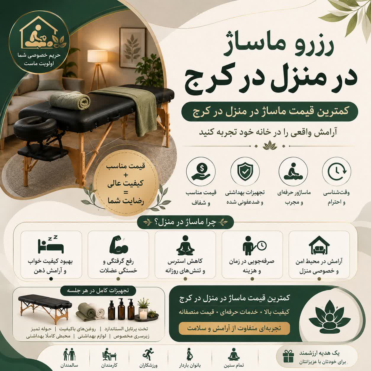 رزرو ماساژ در منزل کرج | کمترین قیمت ماساژ در منزل در کرج