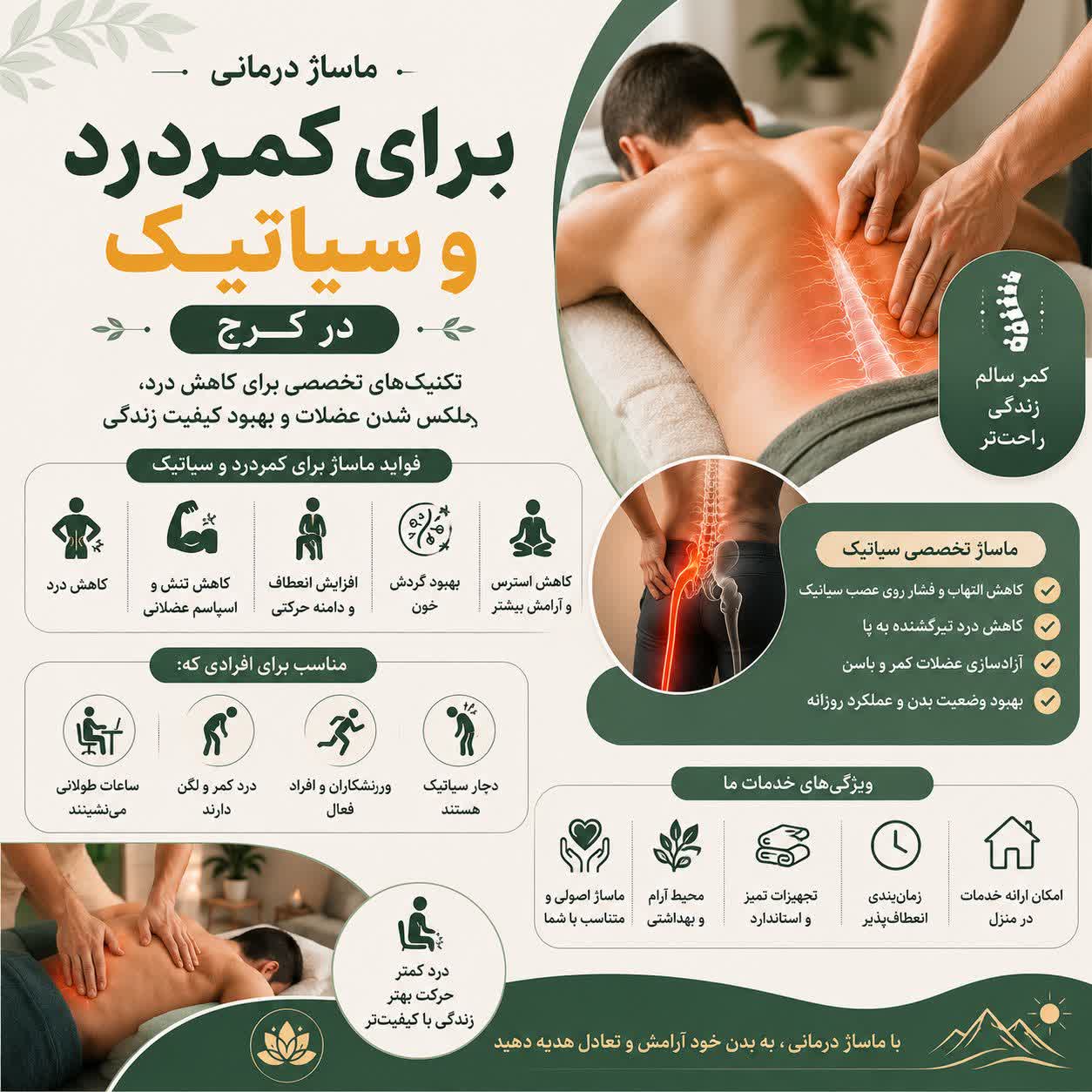 ماساژ برای کمردرد کرج | ماساژ درمانی برای سیاتیک در کرج