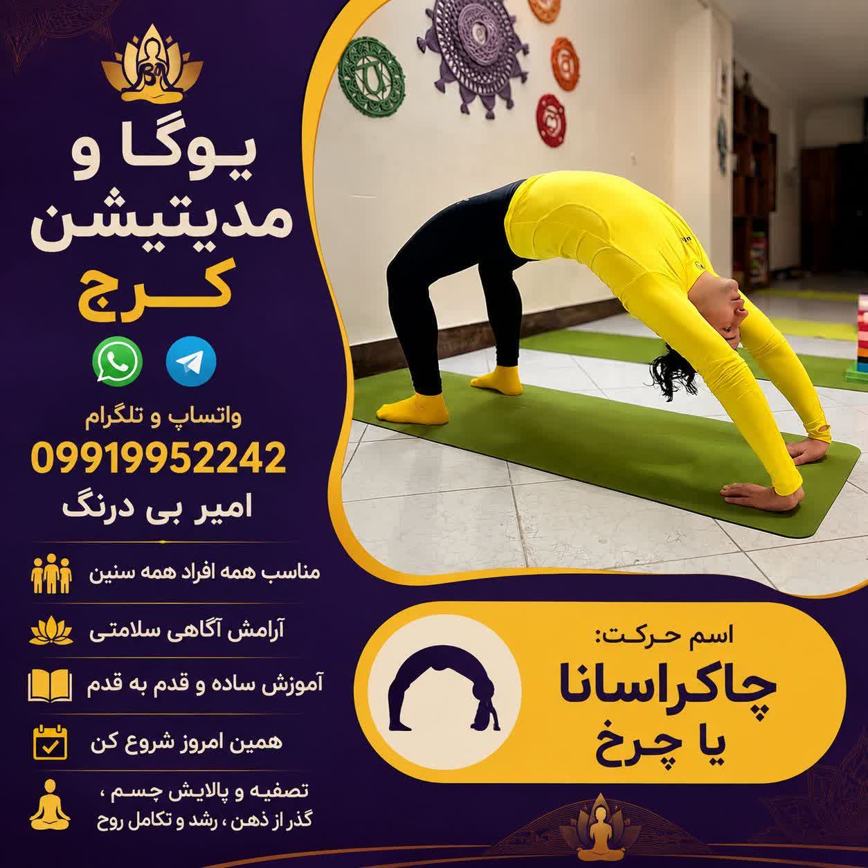 چاکراسانا یا حرکت چرخ در یوگا | آموزش یوگا و مدیتیشن در کرج
